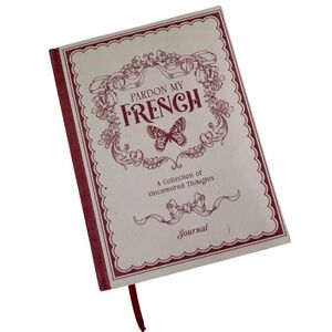Journal Pardon My French Book Cloth Casebound Ribbon 6" x 8" 200 Sheets NEW NWT
